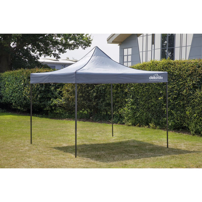 Dellonda 2x2m Pop-Up Gazebo Heavy Duty  Carry Bag Rope Stakes & Weight Grey