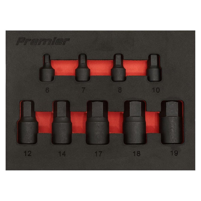 Premier Low Profile Impact Hex Socket Bit Set 1/4" & 3/8" Sq Drive 9pc Sealey Premier - Town Tools 