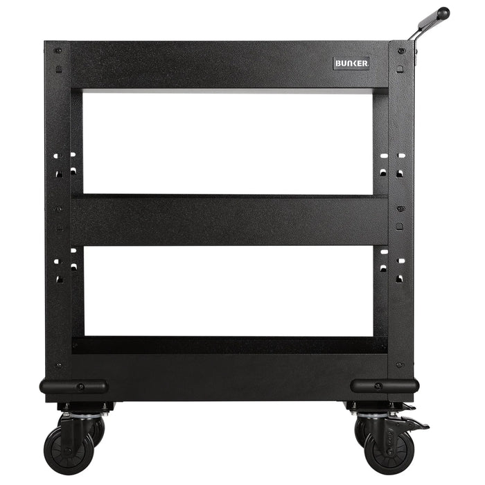 BUNKER 3 Tier Trolley with Pull Handle and Stainless Steel Worktop, 714mm