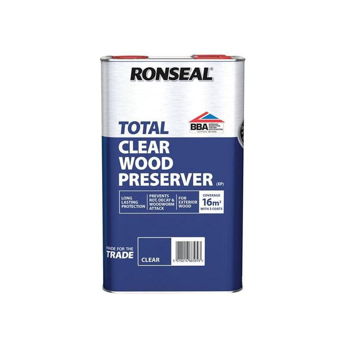 Ronseal Trade Total Wood Preserver Clear 5 litre Ronseal - Town Tools