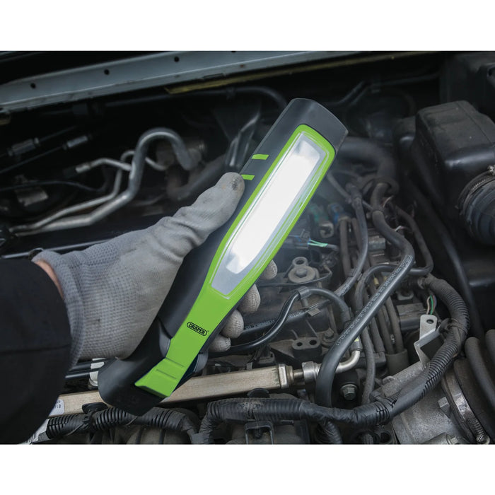 Draper COB/SMD LED Rechargeable Inspection Lamp, 7W, 700 Lumens, Green, 1 x USB