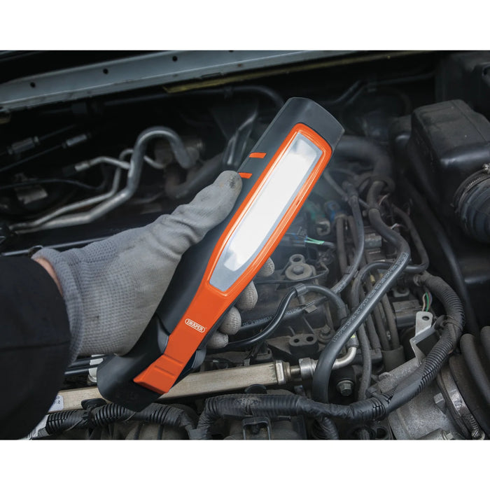 Draper COB/SMD LED Rechargeable Inspection Lamp, 10W, 1,000 Lumens, Orange,  1 x