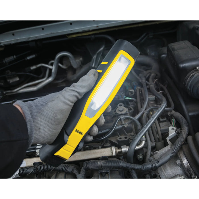 Draper COB/SMD LED Rechargeable Inspection Lamp, 10W, 1,000 Lumens, Yellow,  1 x
