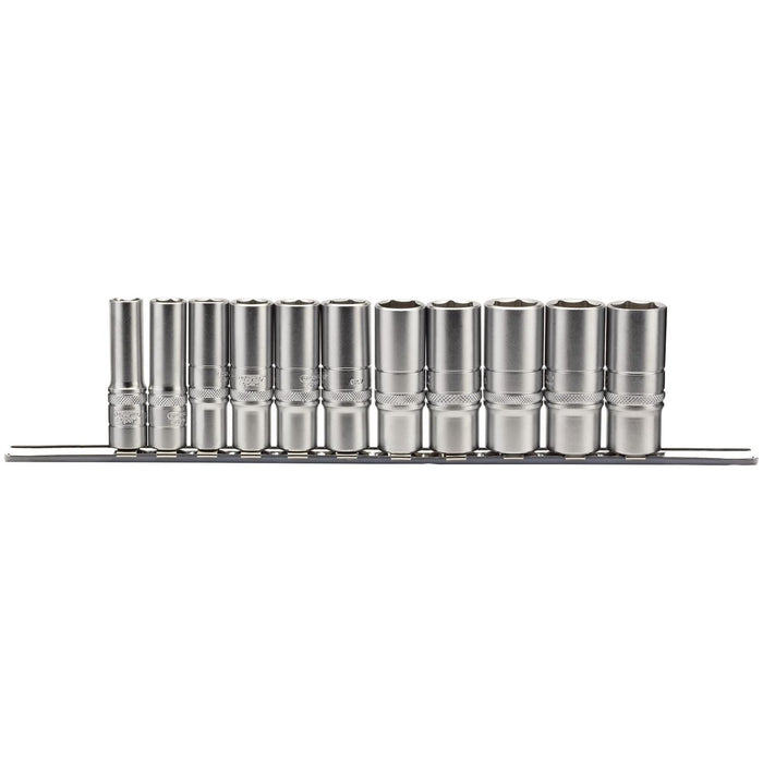 Draper Imperial Deep Socket Set on a Metal Rail, 3/8" Sq. Dr. (11 Piece) 16495