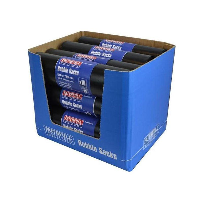 Faithfull Black Rubble Sacks (Roll 10) Faithfull - Town Tools