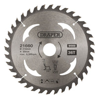 Draper TCT Circular Saw Blade for Wood, 210 x 30mm, 36T 21660