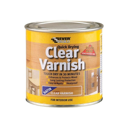 Everbuild Sika Quick Dry Wood Varnish Satin Clear 250ml Everbuild Sika - Town Tools