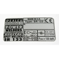 Label (sealey sr123) 120.912477