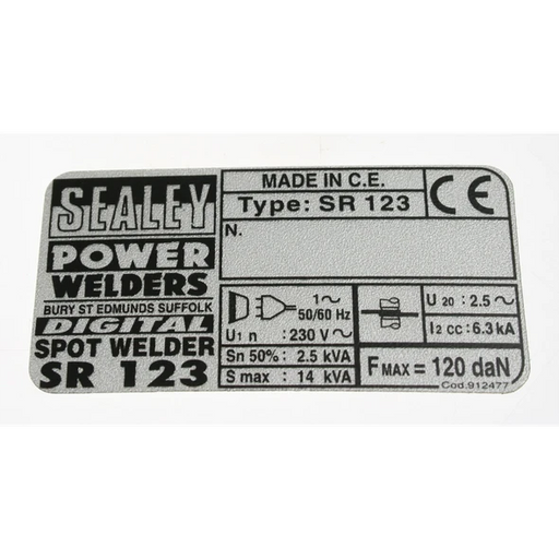 Label (sealey sr123)