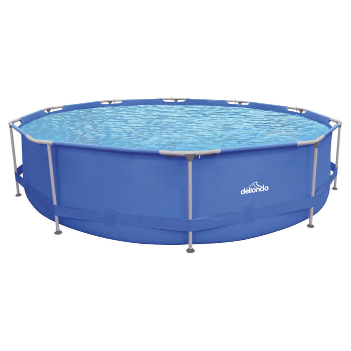 Dellonda Steel Frame Round Swimming Pool & Filter Pump 12ft - Blue DL20