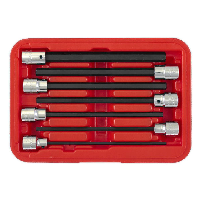 Sealey Hex Socket Bit Set 7pc 3/8"Sq Drive 150mm Metric AK62255 Sealey - Town Tools 