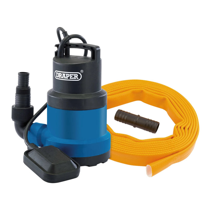 Draper 230V Submersible Clean Water Pump with Float Switch and Layflat