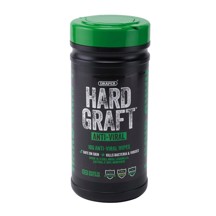 Draper Hard Graft Anti-Viral Wipes (Tub of 100) - HGW-AN100