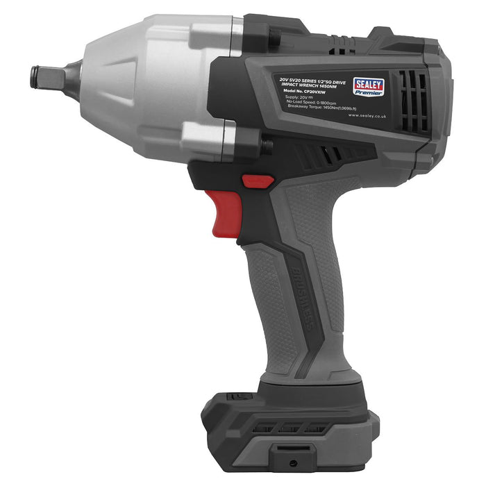 Premier SV20 Series 1/2"Sq Drive Brushless Cordless Impact Wrench 20V Body Only Sealey Premier - Town Tools 