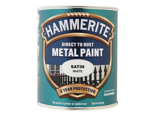 Hammerite Direct to Rust Satin Finish Metal Paint White 750ml Hammerite - Town Tools