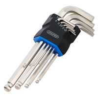 Draper Metric Long Arm Ball End Hex Key Set (9 Piece) - LBEHK9