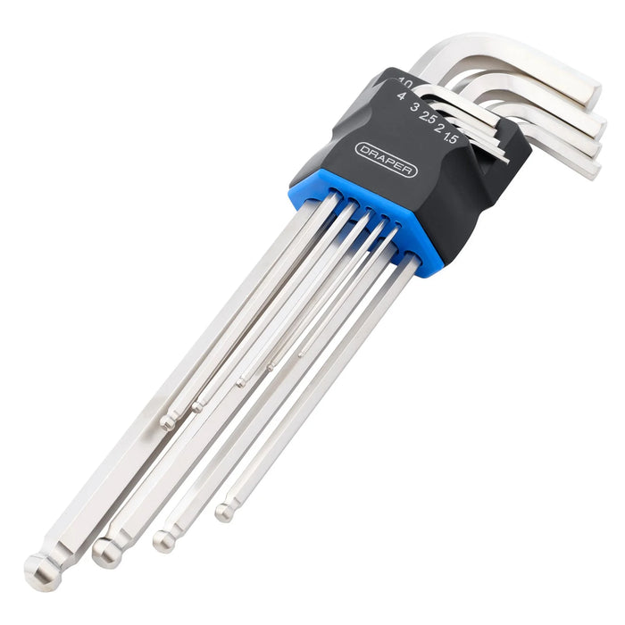 Draper Metric Extra Long Arm Ball End Hex Key Set (9 Piece) - XLBEHK9
