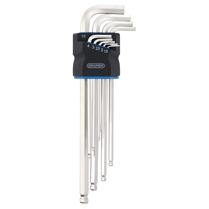 Draper Metric Extra Long Arm Ball End Hex Key Set (9 Piece) - XLBEHK9