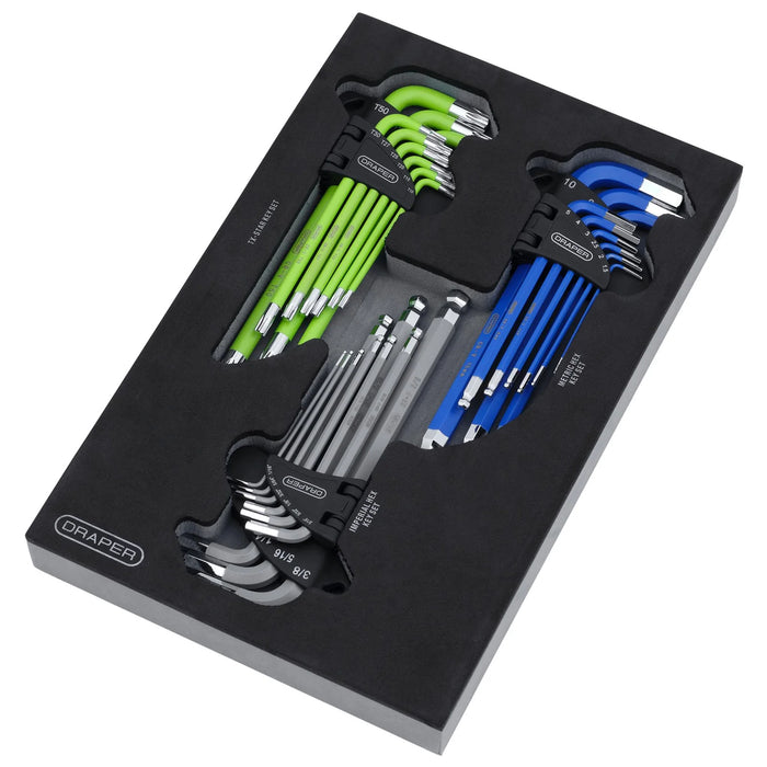 Draper TX-STAR®, Imperial & Metric Ball End Hex Key Sets (27 Piece) - HKSE27