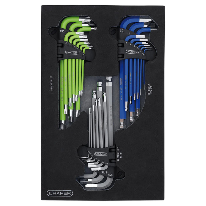 Draper TX-STAR®, Imperial & Metric Ball End Hex Key Sets (27 Piece) - HKSE27