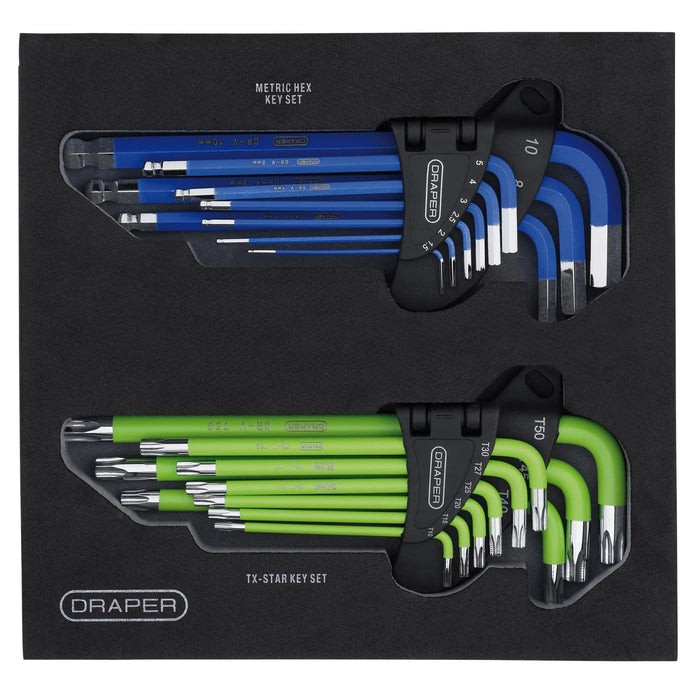 Draper TX-STAR® Metric Ball End Hex Key Sets in Storage Tray (18 Piece) - HKSE18