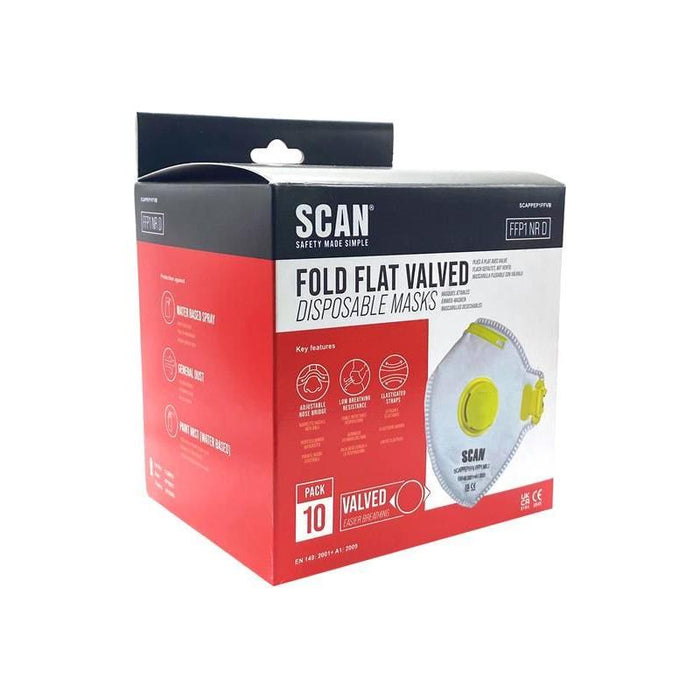 Scan Fold Flat Valved Disposable Mask FFP1 (Pack of 10) Scan - Town Tools