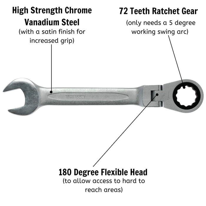 Teng Tools Ratcheting Combination Spanner Metric RF 7mm Teng Tools - Town Tools 