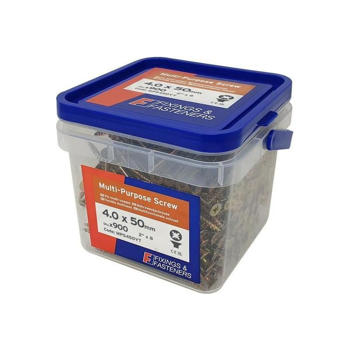 Forgefix Multi-Purpose Pozi Compatible Screw CSK ST ZYP 4.0 x 50mm Tub 900 ForgeFix - Town Tools