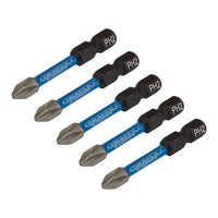 Draper Expert Cross Slot/PH Type Impact Screwdriver Bits, No.2 x 50mm, 1/4" Hex