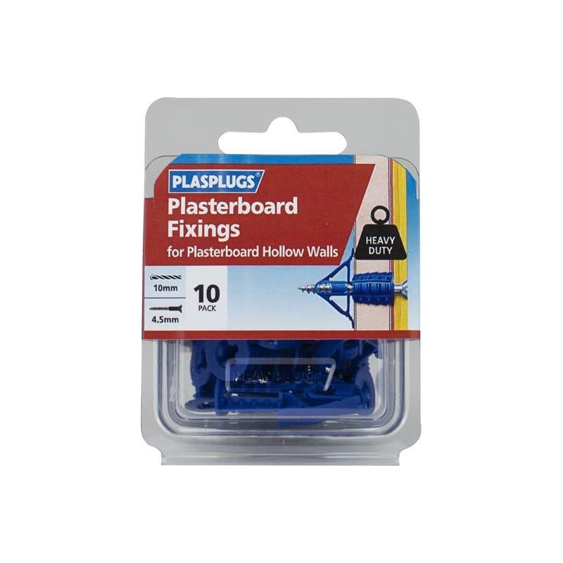 Plasplugs HCF110 Heavy-Duty Plasterboard Fixings Pack of 10 Plasplugs - Town Tools