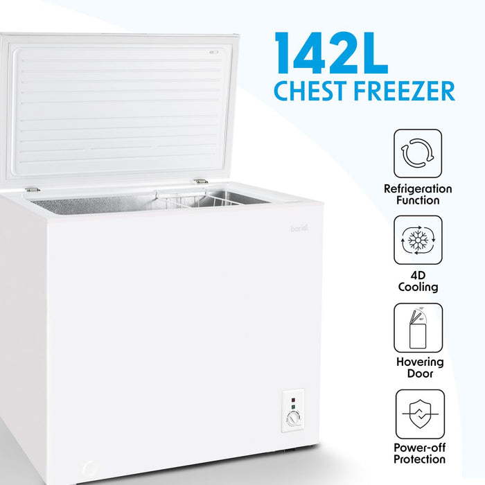 Baridi Freestanding Chest Freezer 142L Capacity - White DH120 Baridi - Town Tools 