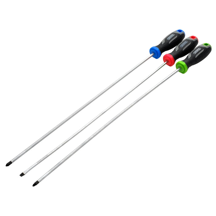 Draper Long Reach Soft Grip Screwdriver Set (3 Piece) - 200/S1