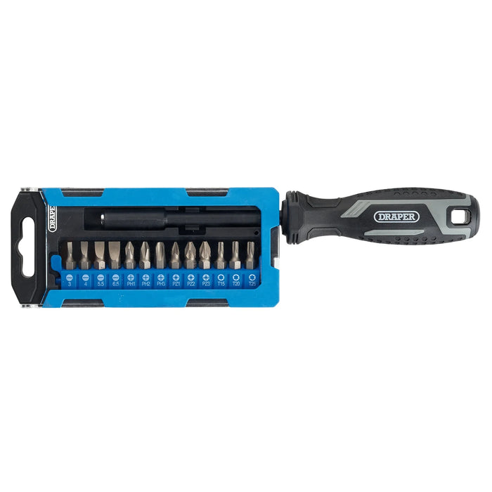 Draper Soft Grip Magnetic Screwdriver and Bit Set, 1/4" x 100mm (14 Piece)