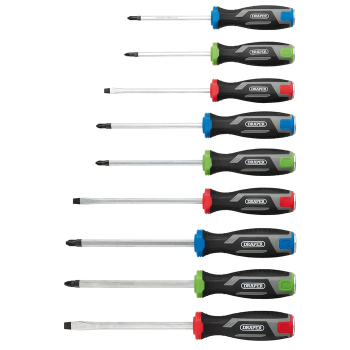 Draper Pound Thru Soft Grip Screwdriver Set (9 Piece) - 210/S2