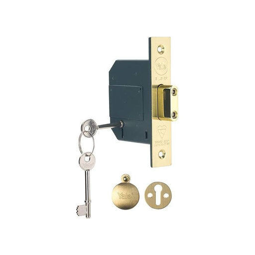 Yale Locks PM562 Hi-Security BS 5 Lever Mortice Deadlock 68mm 2.5in Polished Brass Yale Locks - Town Tools