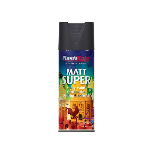 Plastikote Matt Super Spray Black 400ml PlastiKote - Town Tools