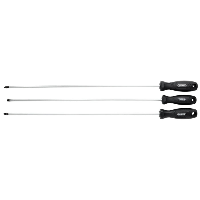 Draper Long Reach Hard Grip Screwdriver Set (3 Piece) - 220/S1