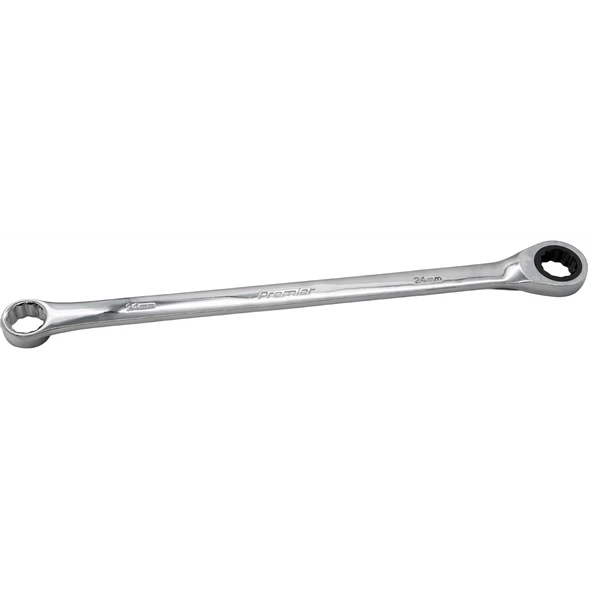 Sealey Extra-Long Double Ring Ratchet/Fixed Spanner 24mm (72T)