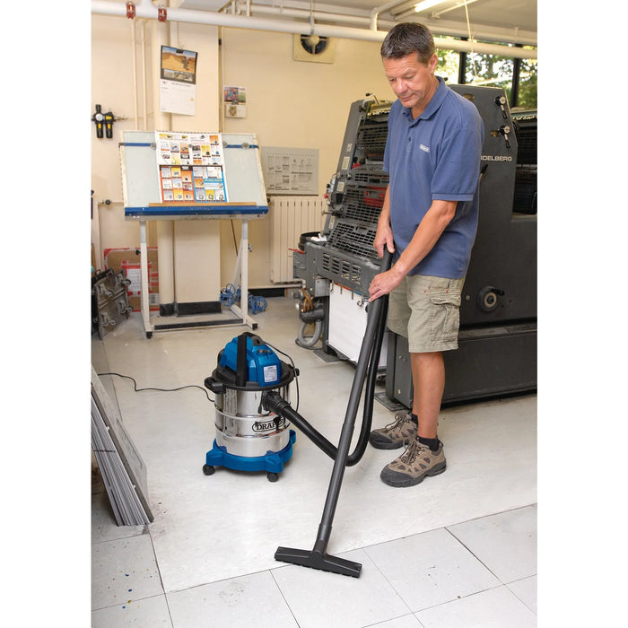 Draper 230V Wet & Dry Vacuum Cleaner with Stainless Steel Tank, 20L, 1250W