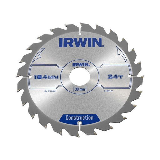 Irwin® Construction Circular Saw Blade 184 x 30mm x 24T ATB IRWIN® - Town Tools