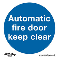 Sealey Mandatory Safety Sign Automatic Fire Door Keep Clear Rigid Plastic