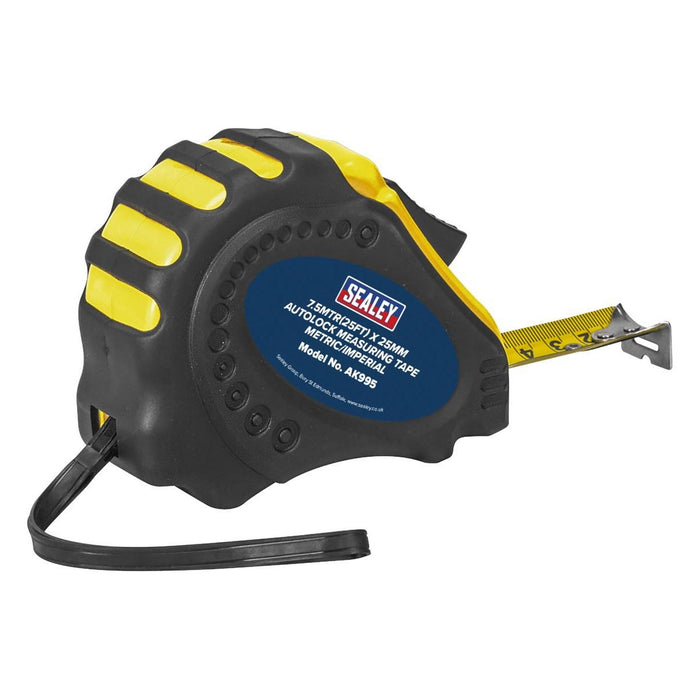 Sealey Metric/Imperial Auto Lock Tape Measure 7.5m(25ft) x 25mm AK995 Sealey - Town Tools 