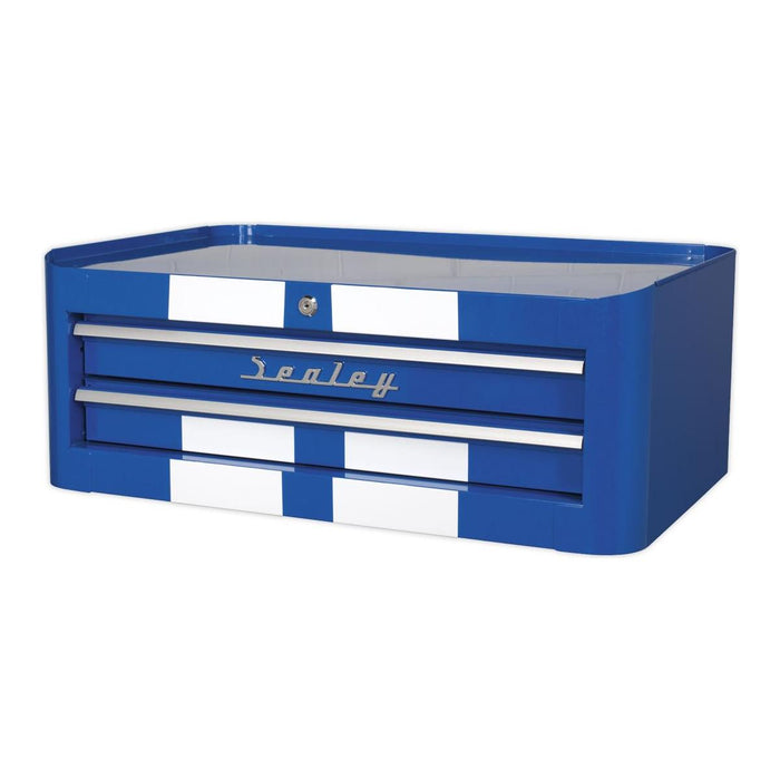 Sealey Mid-Box 2 Drawer Retro Style Blue with White Stripes AP28102BWS Sealey - Town Tools 