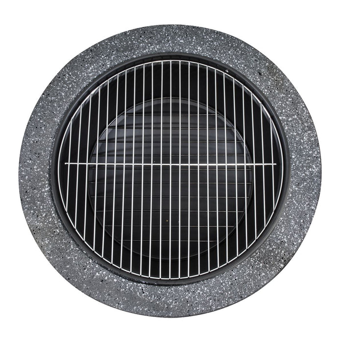 Dellonda Round MgO Fire Pit with BBQ Grill Ø75cm Safety Mesh Screen - Dark Grey