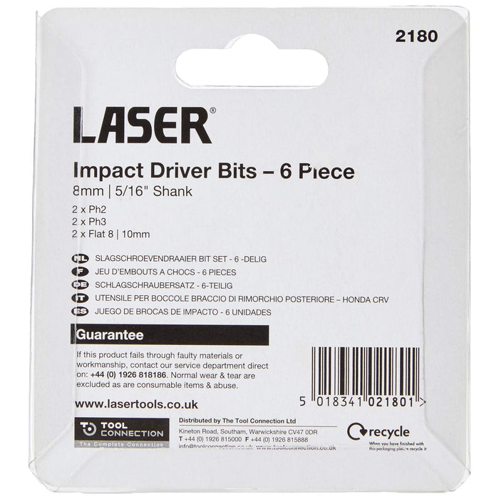 Laser Impact Driver Bit Set 6pc 2180 Laser - Town Tools 