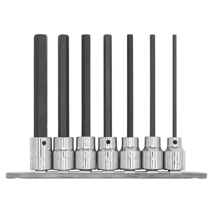 Sealey Hex Socket Bit Set 7pc 3/8"Sq Drive 110mm Metric AK62254 Sealey - Town Tools 