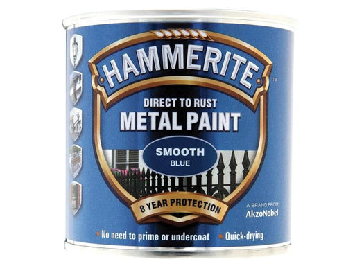 Hammerite Direct to Rust Smooth Finish Metal Paint Blue 250ml Hammerite - Town Tools