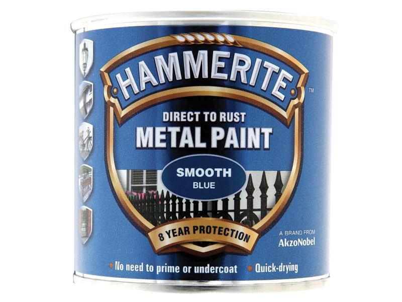 Hammerite Direct to Rust Smooth Finish Metal Paint Blue 250ml Hammerite - Town Tools