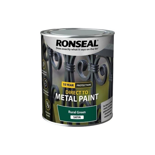 Ronseal Direct to Metal Paint Rural Green Satin 750ml Ronseal - Town Tools