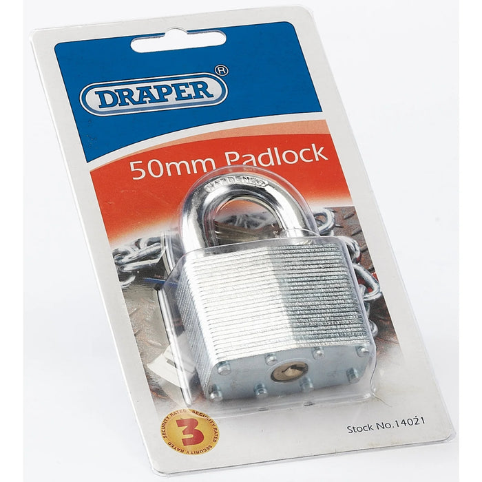 Draper Laminated Steel Padlock, 50 x 31mm - LT100